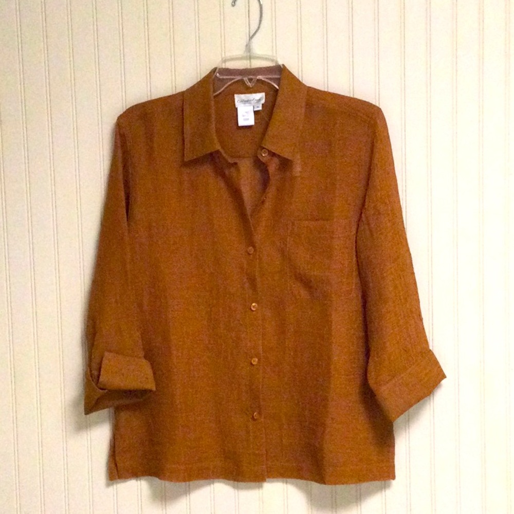 Coldwater Creek 3/4 Sleeve Crinkle Top